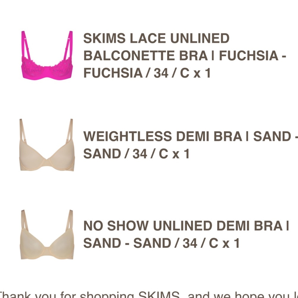 SKIMS bras 34c NWT
